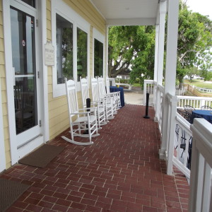 brick landing outside pro shop